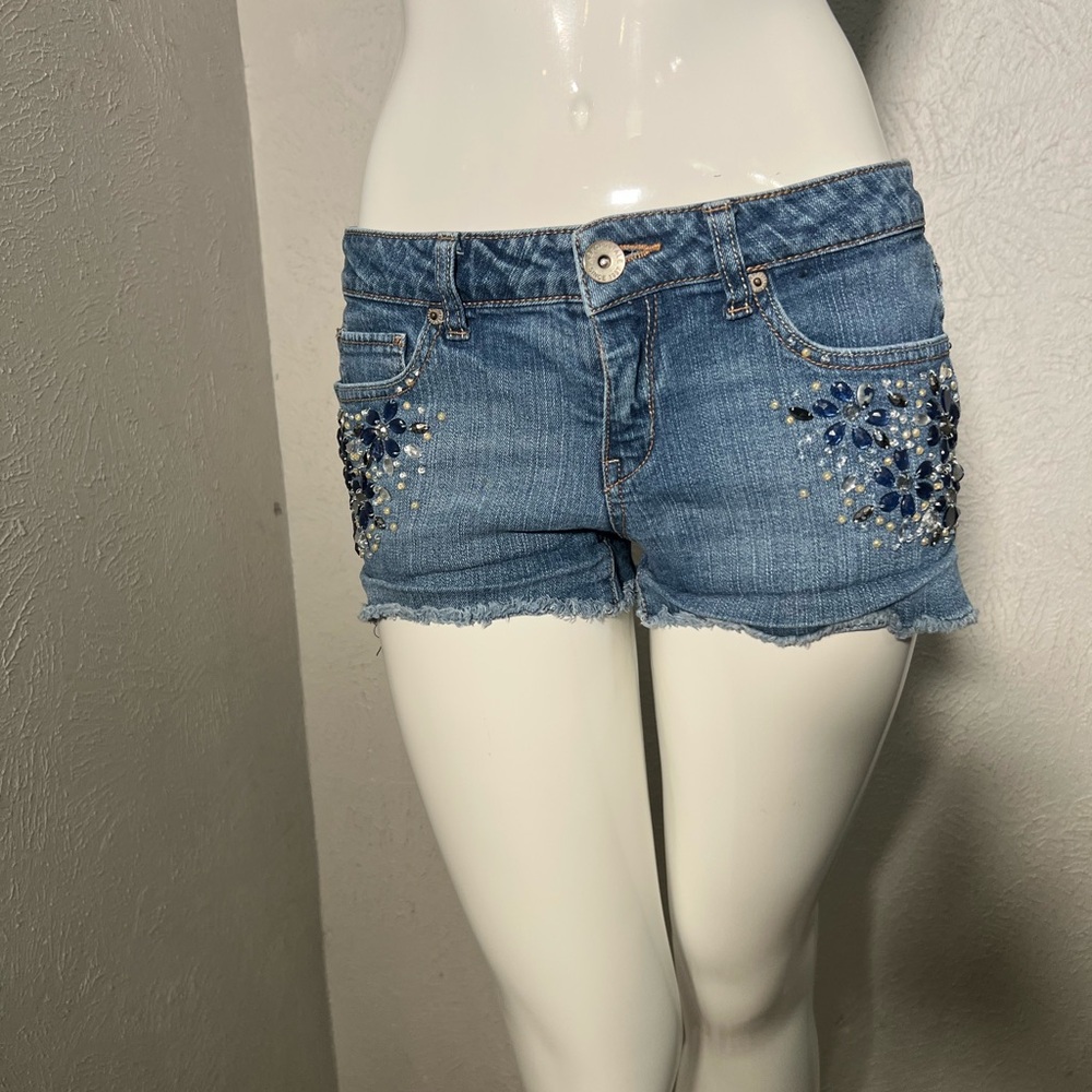 Aeropostale Blue Jean Shorts with Floral Embroidery